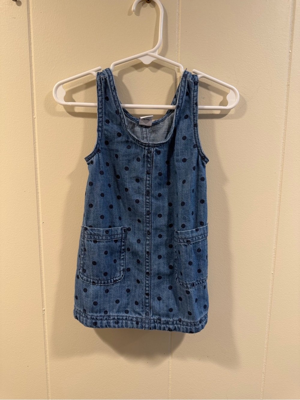 Old Navy Blue Denim Polka Dot Pinafore